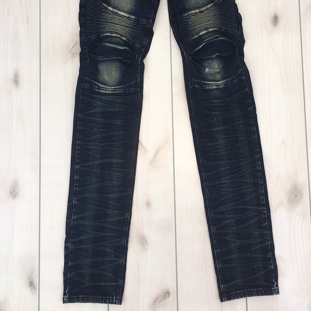 Smoke Rise Distressed Wash Slim Fit Biker Jeans - Picture 3 of 8